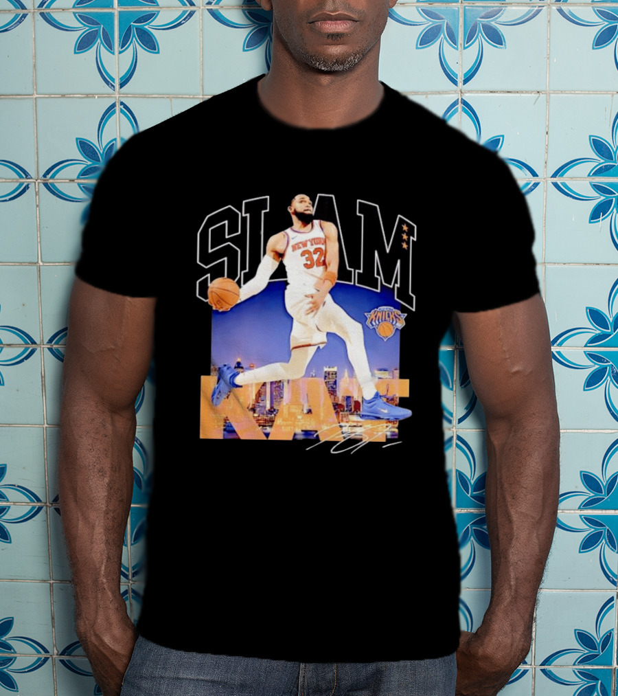 Karl Anthony Towns New York Knicks Slam Kat NBA Basketball 32 Jersey T-Shirt