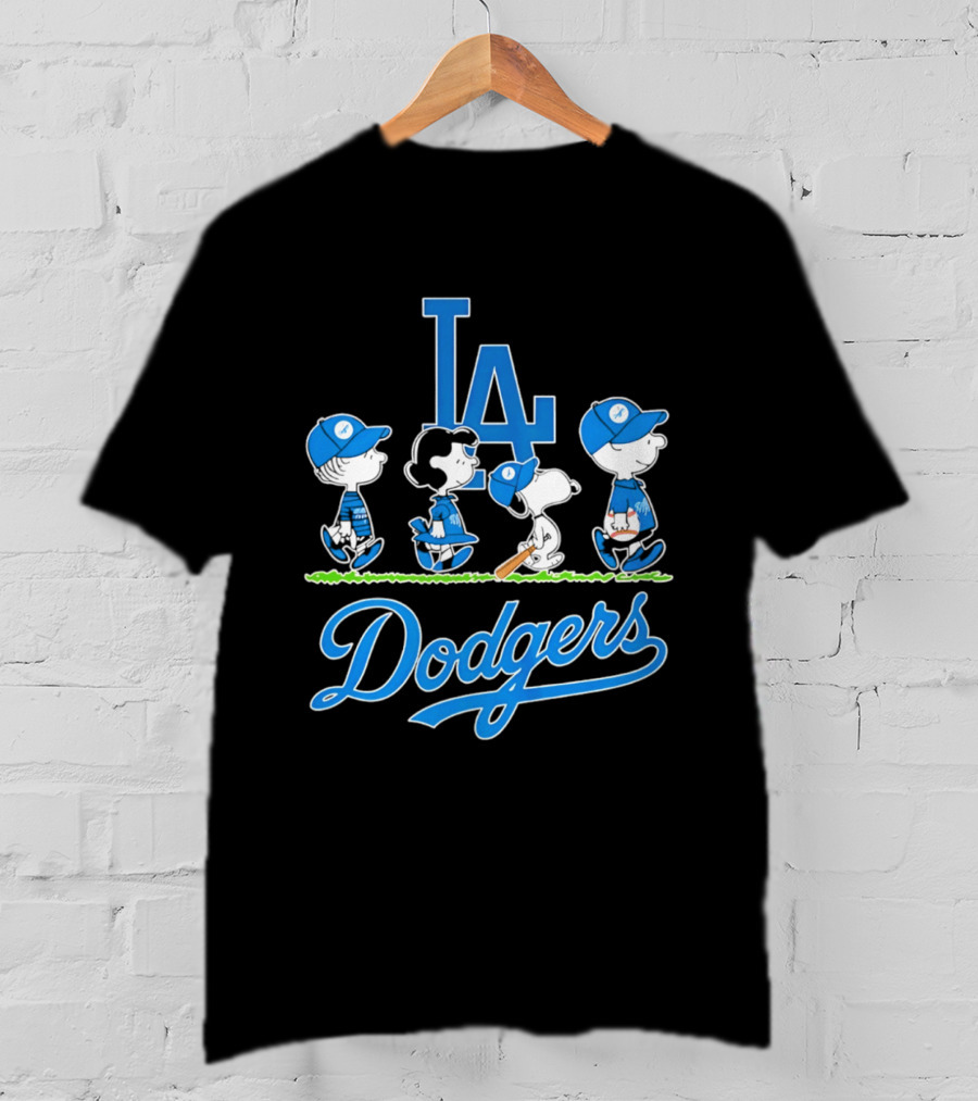Peanuts Characters Los Angeles Dodgers Abbey Road T-Shirt