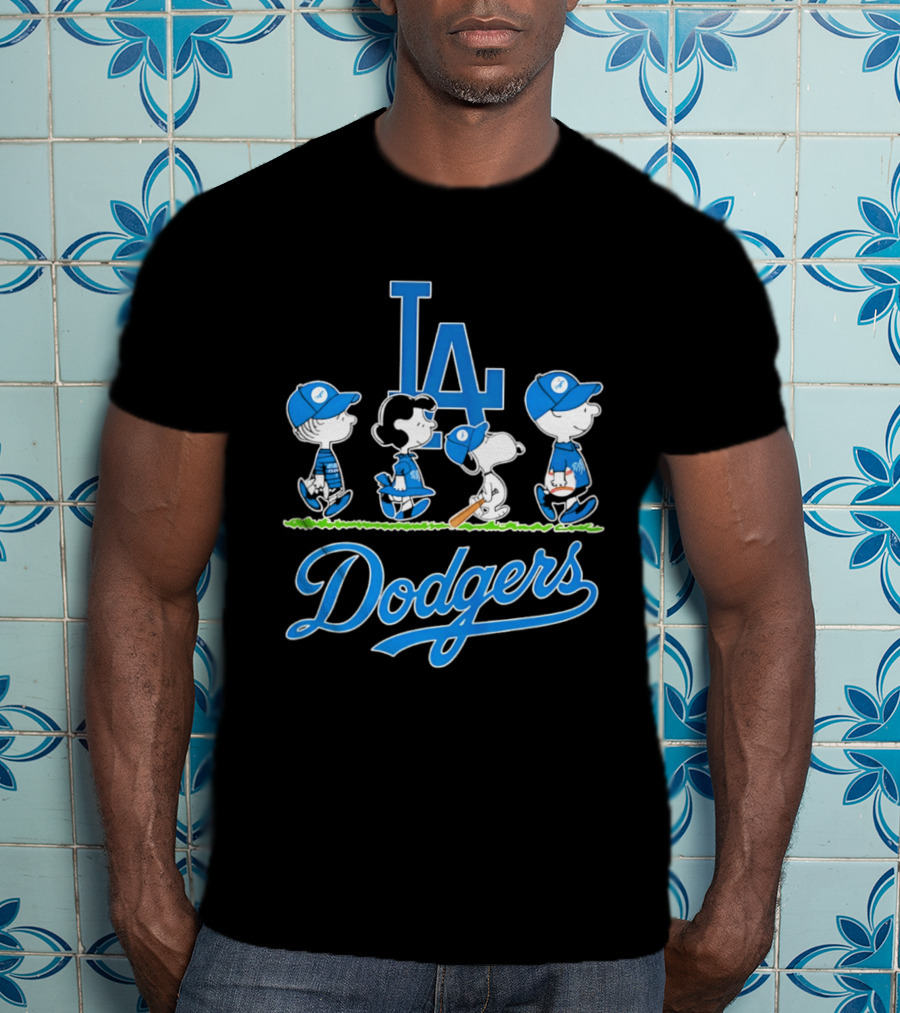Peanuts Characters Los Angeles Dodgers Abbey Road T-Shirt