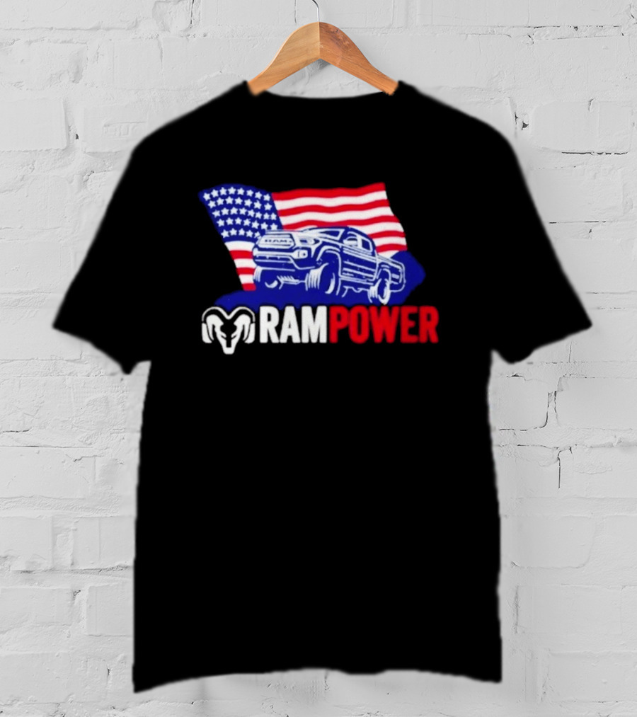 Ram Power Truck American Flag 2026 Patriotic T-Shirt
