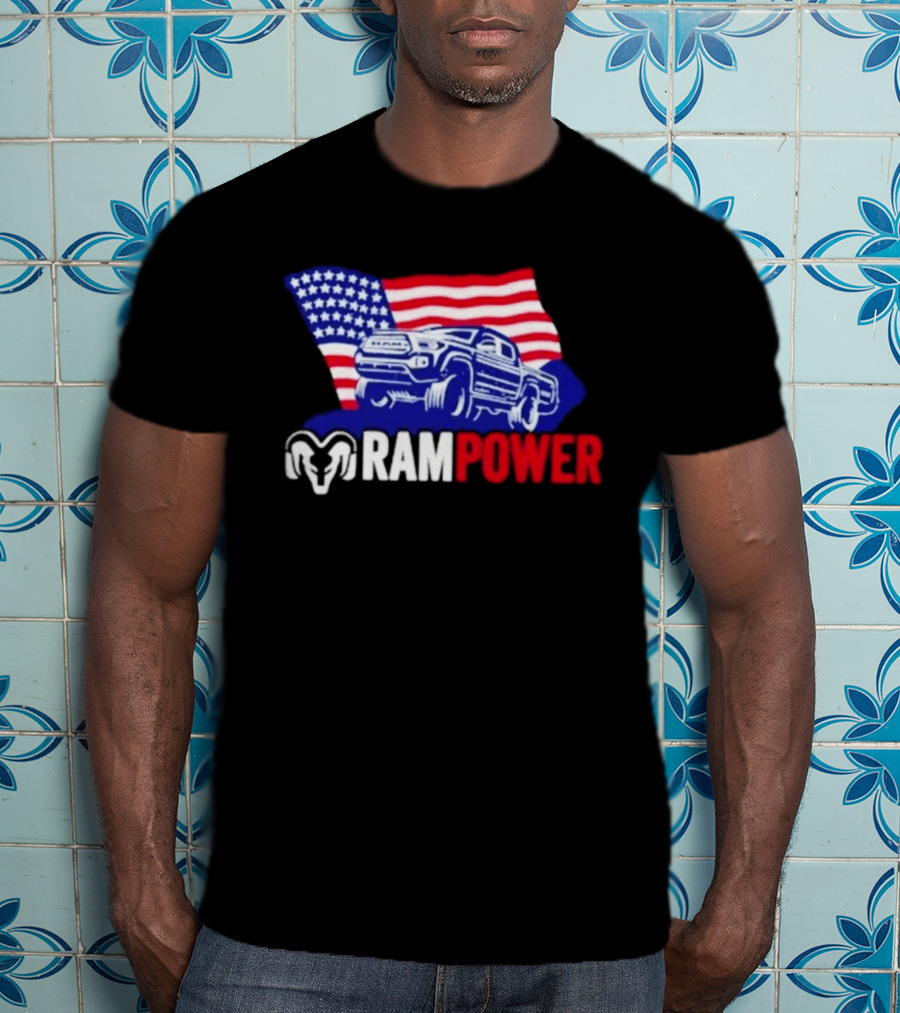 Ram Power Truck American Flag 2026 Patriotic T-Shirt