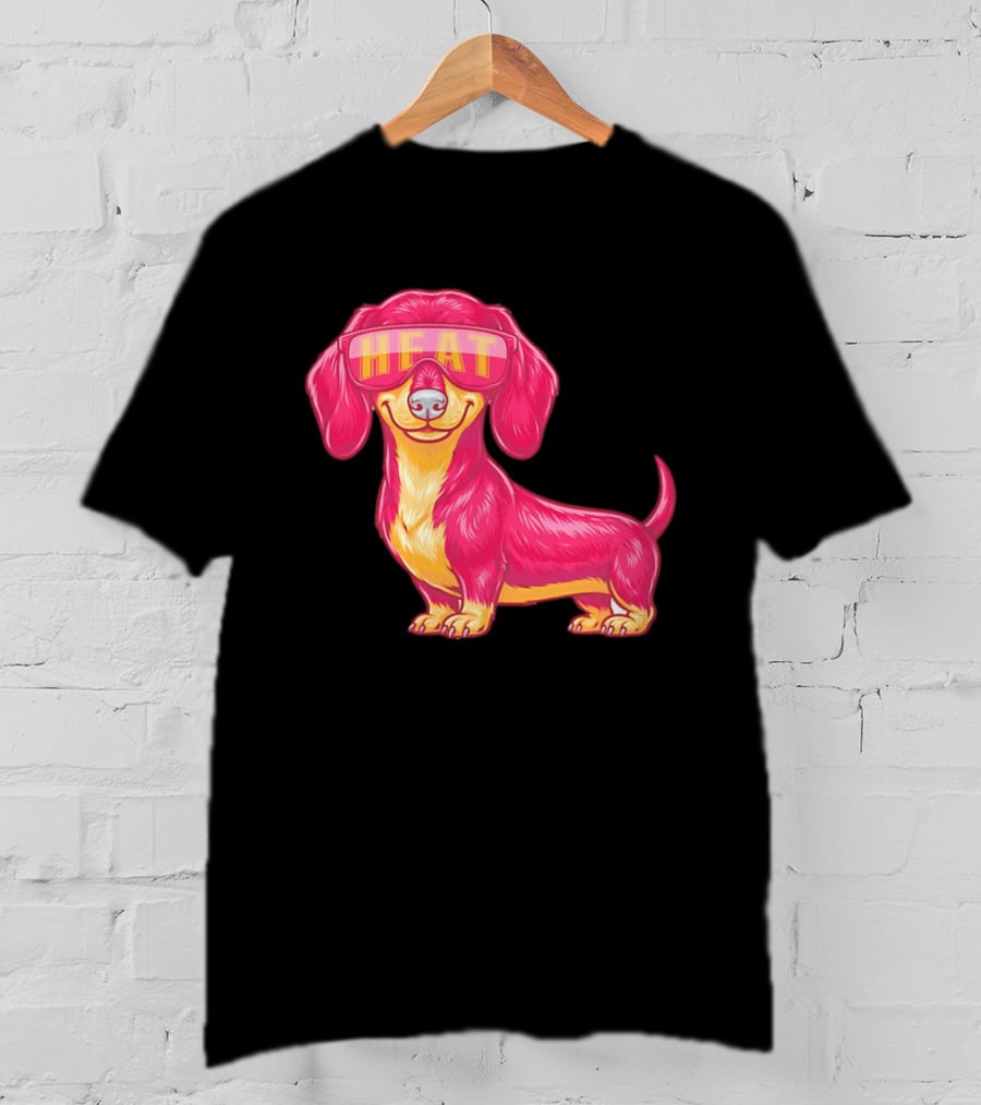 HEAT Sunglasses Dachshund Cartoon T-Shirt