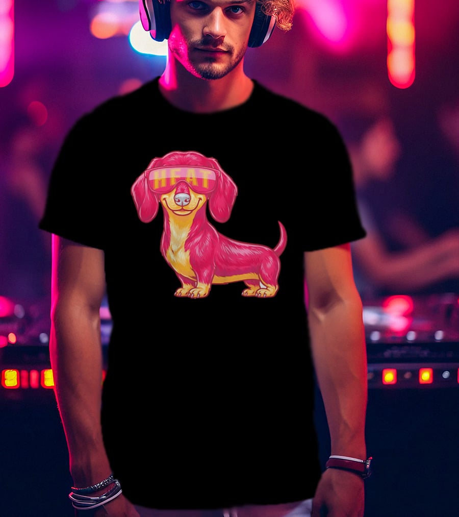 HEAT Sunglasses Dachshund Cartoon T-Shirt