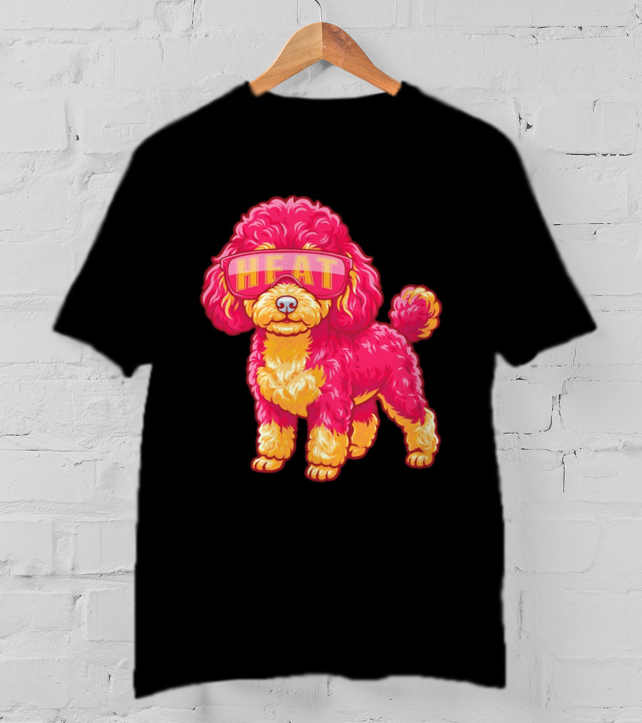 Miami Heat Teacup Poodle Cartoon HEAT Glasses T-Shirt