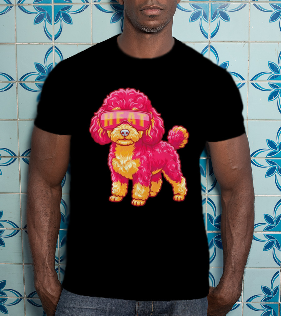 Miami Heat Teacup Poodle Cartoon HEAT Glasses T-Shirt