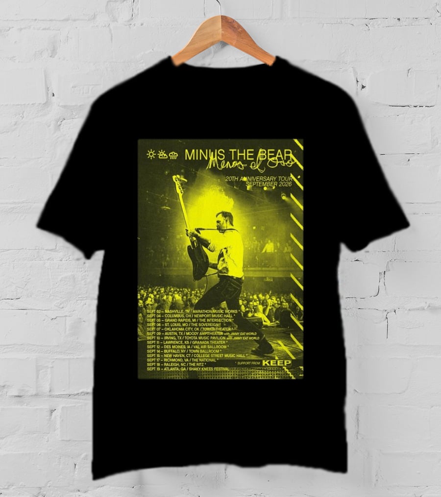 Minus The Bear Menos El Oso 20th Anniversary Tour September 2026 With Jimmy Eat World And Keep T-Shirt