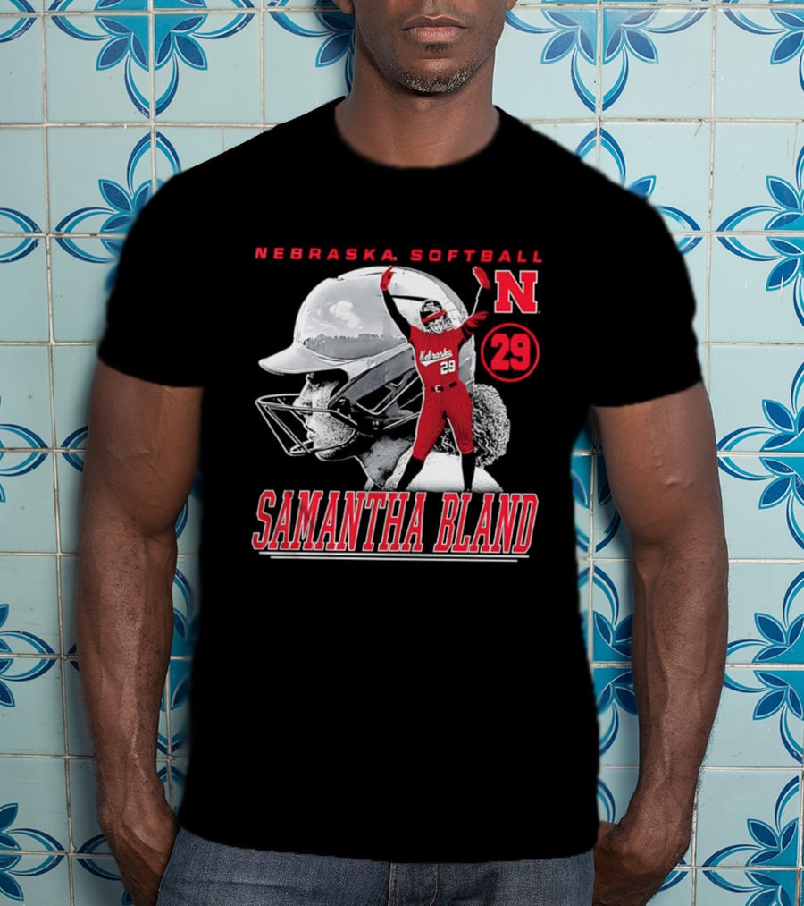 Nebraska Softball Samantha Bland Number 29 Player Iconic N T-Shirt