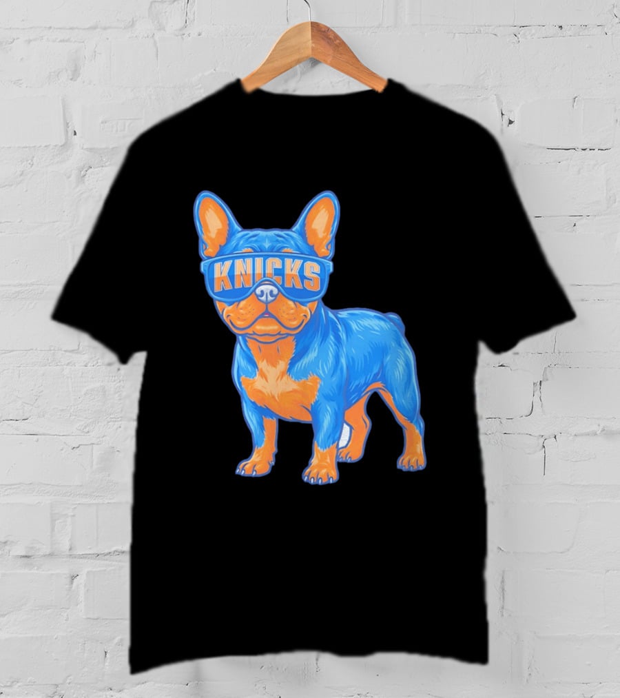 New York Knicks Bulldog Wearing Sunglasses T-Shirt