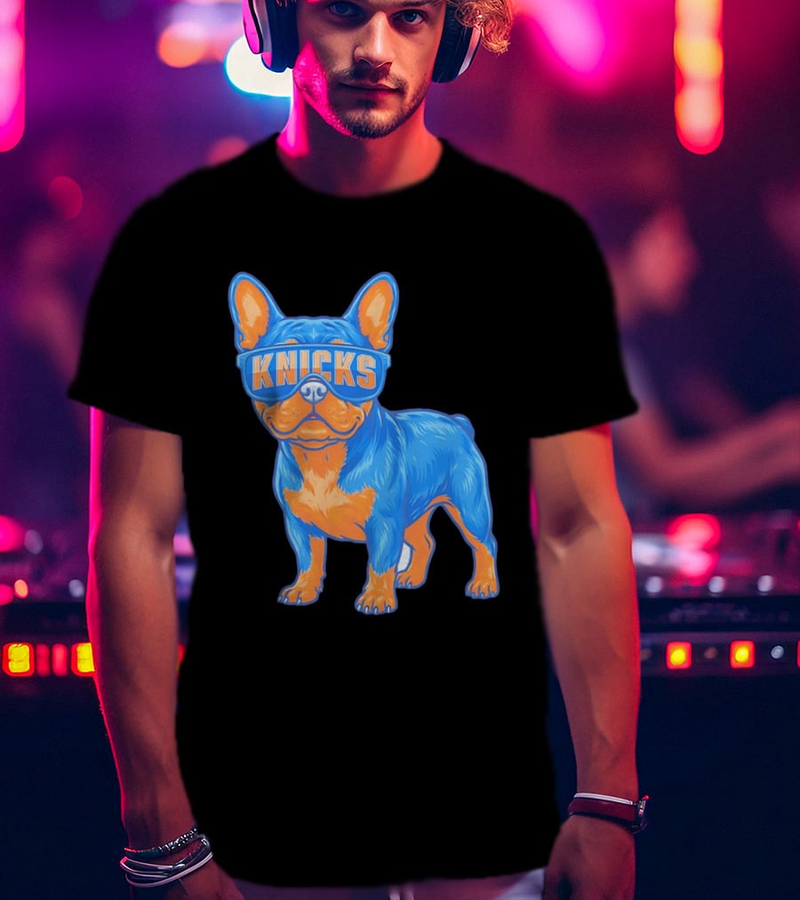 New York Knicks Bulldog Wearing Sunglasses T-Shirt