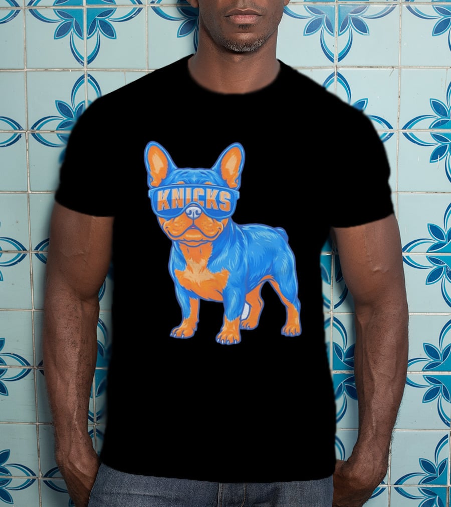 New York Knicks Bulldog Wearing Sunglasses T-Shirt