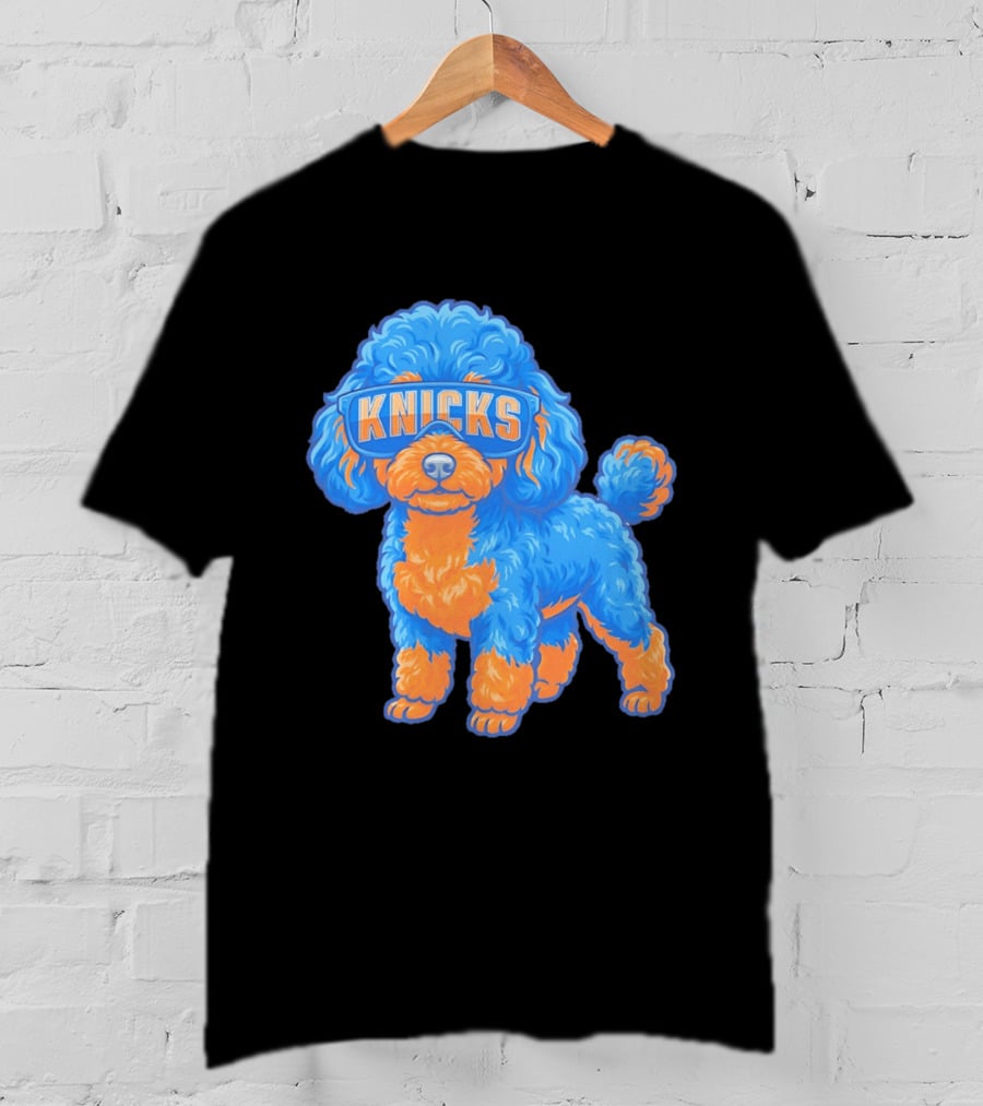 New York Knicks Teacup Poodle Cartoon Glasses T-Shirt