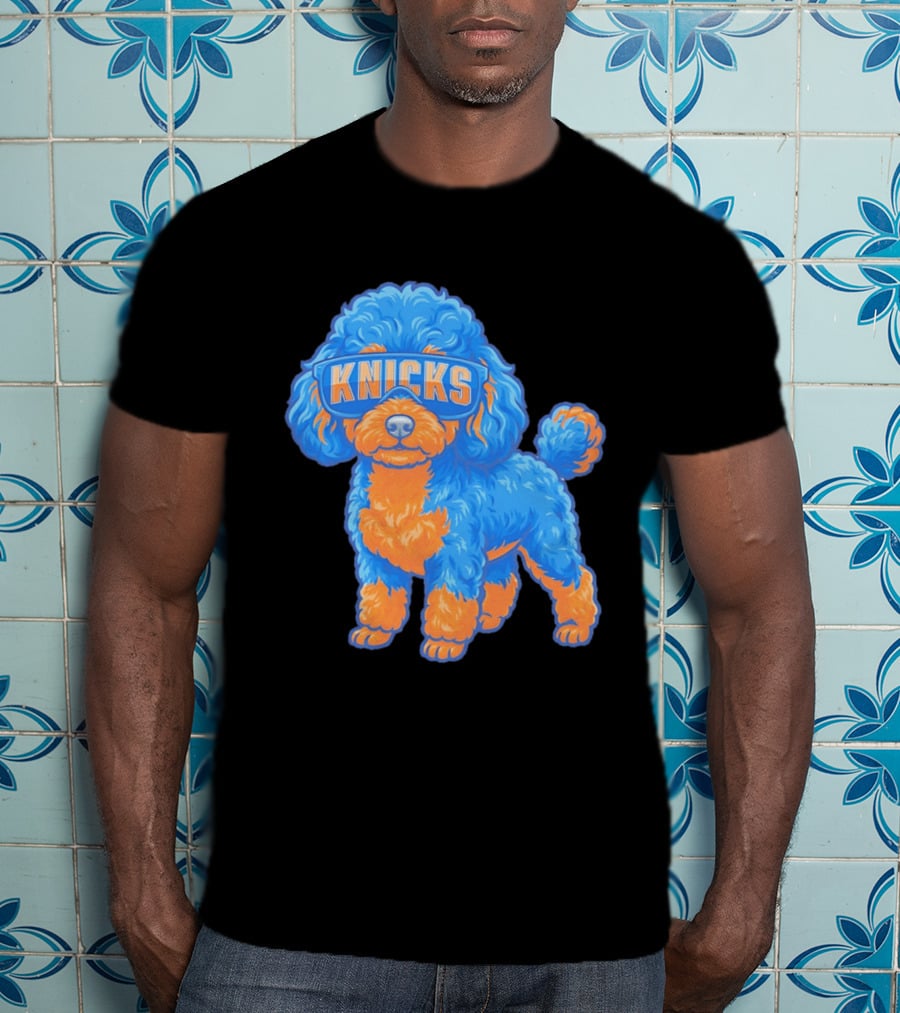 New York Knicks Teacup Poodle Cartoon Glasses T-Shirt