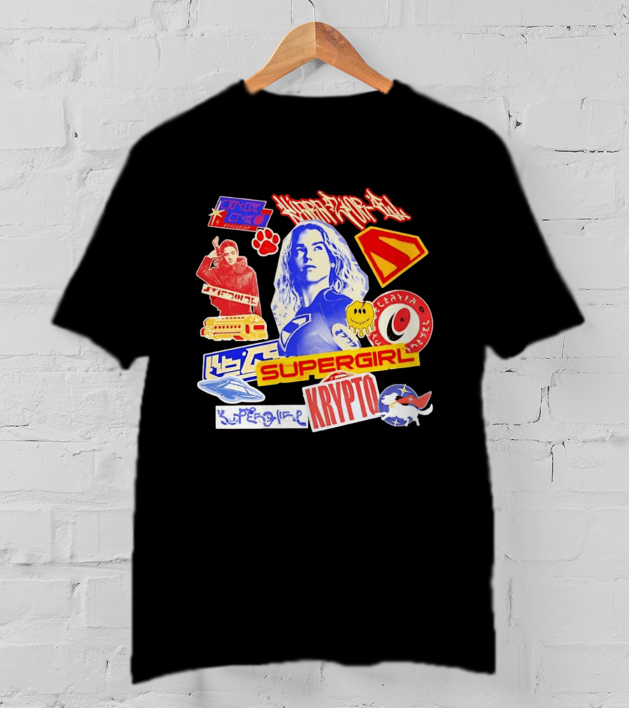 Supergirl Sasha Calle Krypto The Superdog DC Comics Sticker Collage Superhero T-Shirt