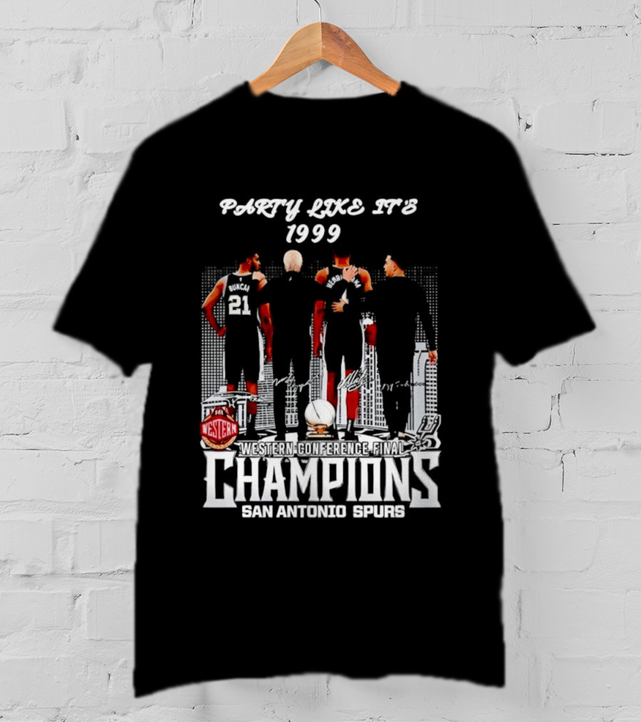 Party Like It's 1999 San Antonio Spurs Champions Tim Duncan Gregg Popovich Victor Wembanyama T-Shirt