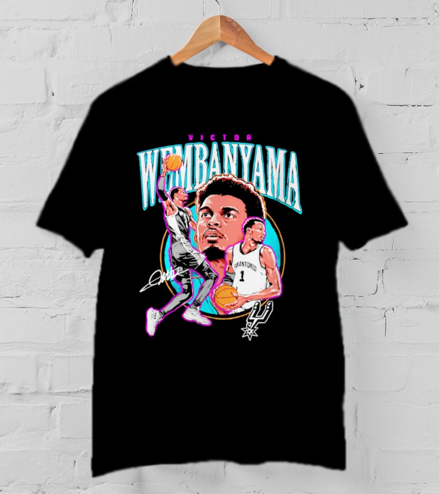 Victor Wembanyama San Antonio Spurs Basketball Player NBA Signature T-Shirt