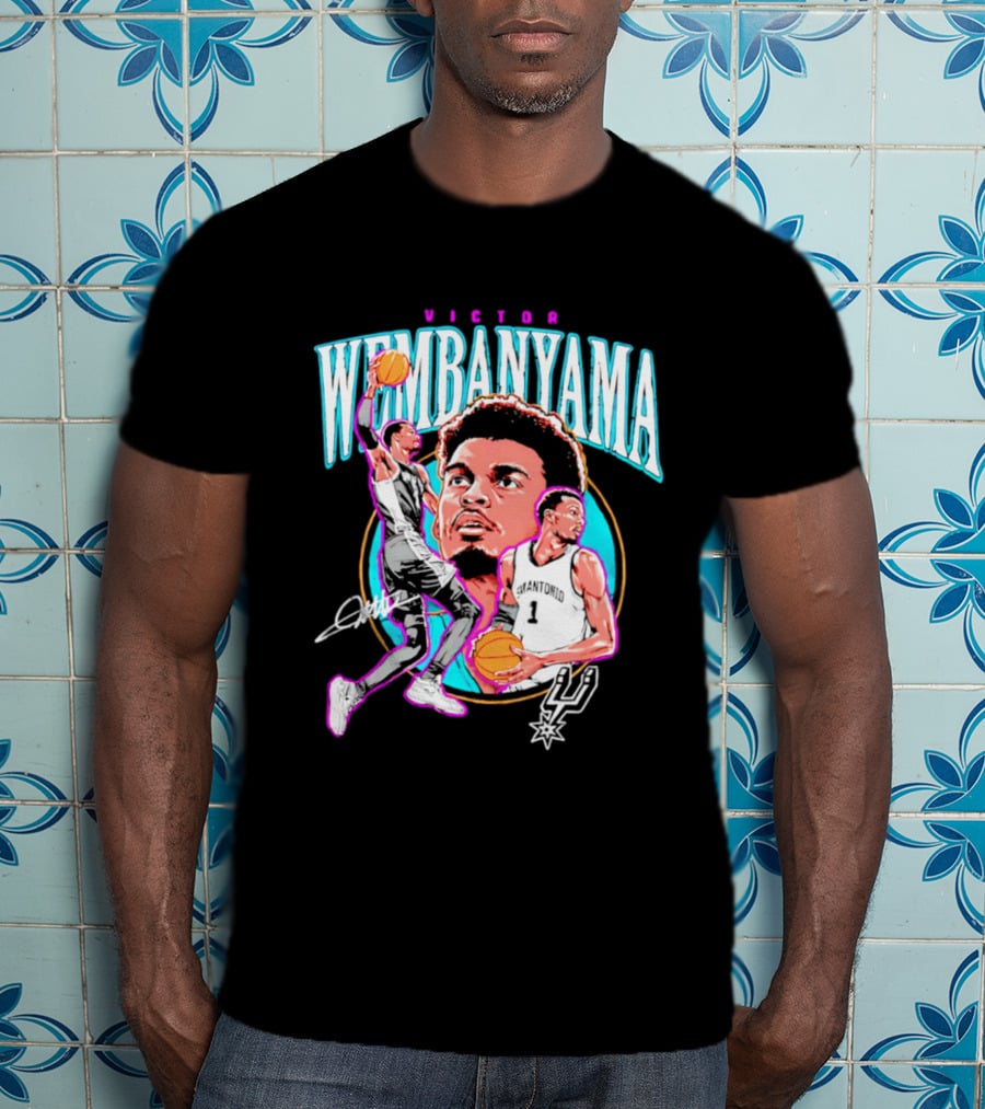 Victor Wembanyama San Antonio Spurs Basketball Player NBA Signature T-Shirt