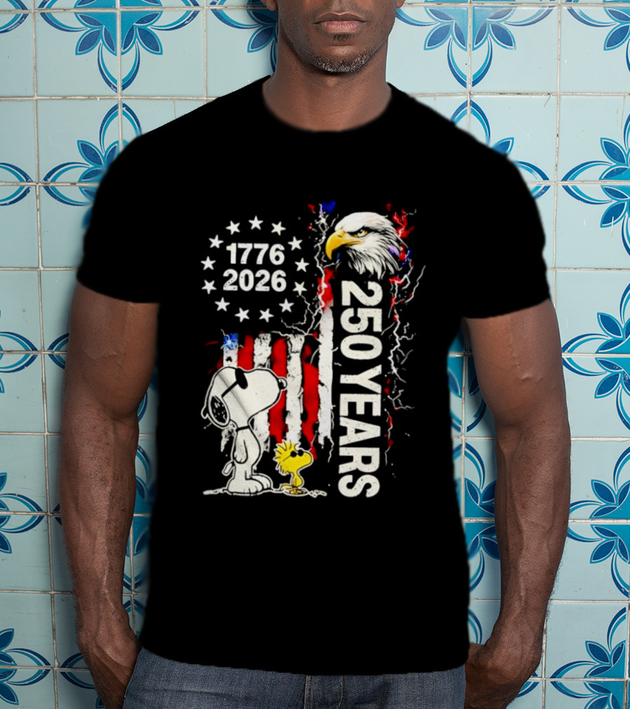 1776 2026 250 Years American Flag Eagle Snoopy Woodstock Independence T-Shirt