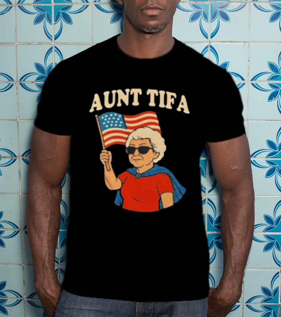Aunt Tifa USA Flag And Cool Grandma In Sunglasses T-Shirt