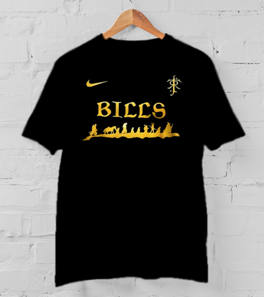 Buffalo Bills Nike Lord Of The Rings Collaboration Golden Middle Earth Adventure 2 Sided T-Shirt