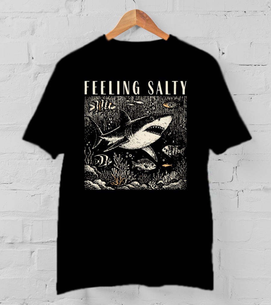 Feeling Salty Shark And Fish Ocean Scene T-Shirt
