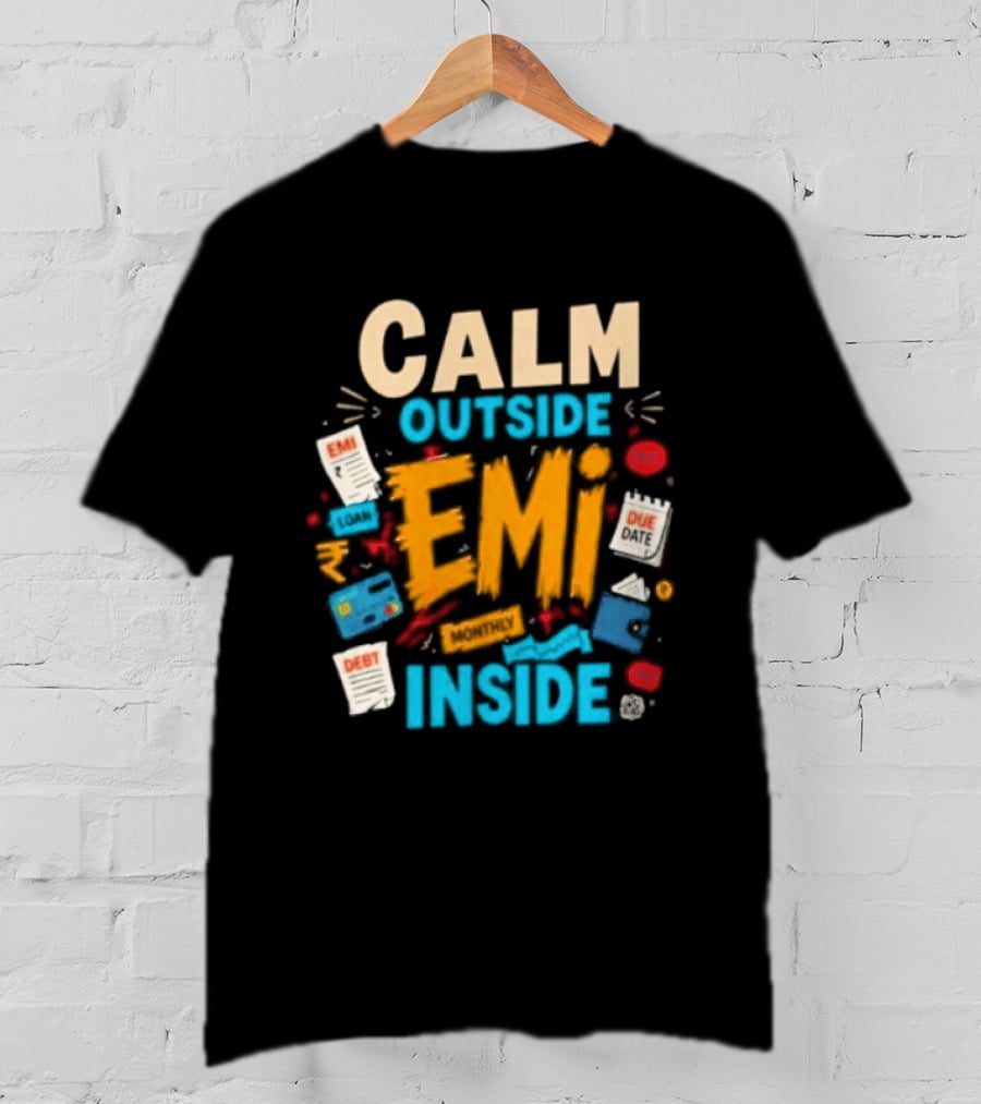 Calm Outside Anxiety Surrounding EMI Monthly Payments Inside T-Shirt