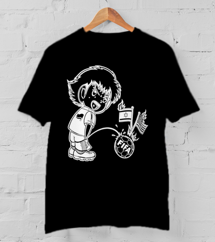 Captain Tsubasa Peeing FIFA Soccer Ball Israel USA Flags T-Shirt