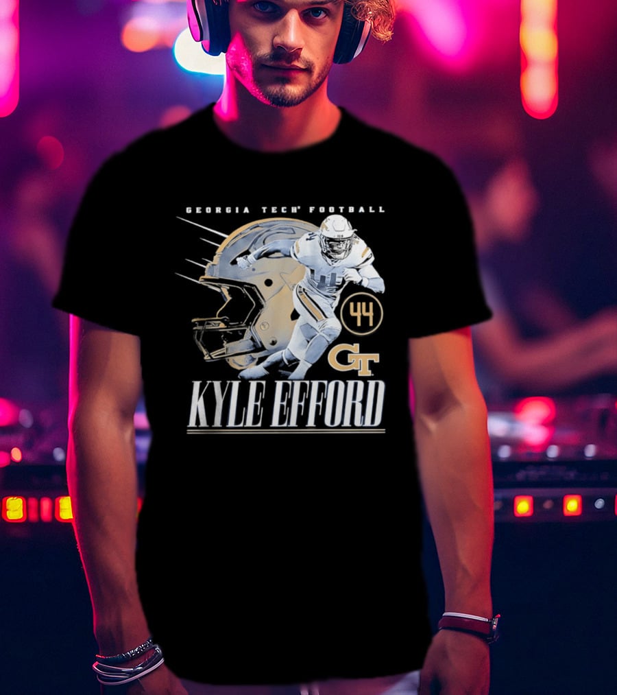 Georgia Tech Football Kyle Efford 44 GT Helmet T-Shirt