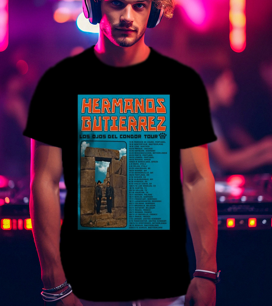 Hermanos Gutierrez Los Ojos Del Condor Tour 2026 Portugal Switzerland Germany Netherlands Spain USA Mexico Canada T-Shirt