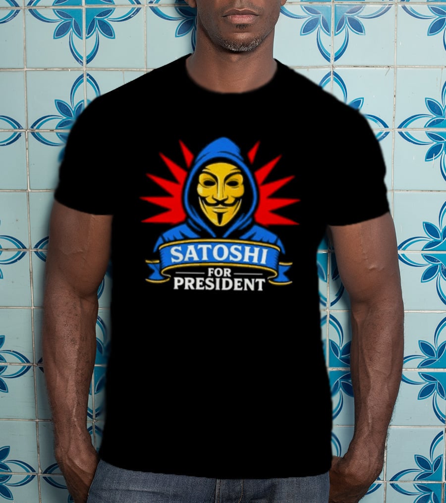 Satoshi For President Crypto Revolution Guy Fawkes Mask T-Shirt