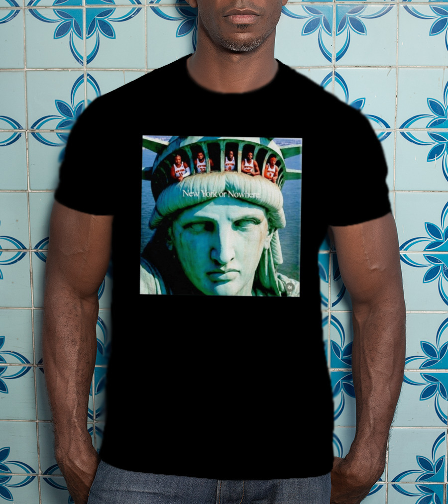 New York Knicks Jalen Brunson Karl Anthony Towns OG Anunoby Mikal Bridges Josh Hart Statue Of Liberty New York Or Nowhere T-Shirt