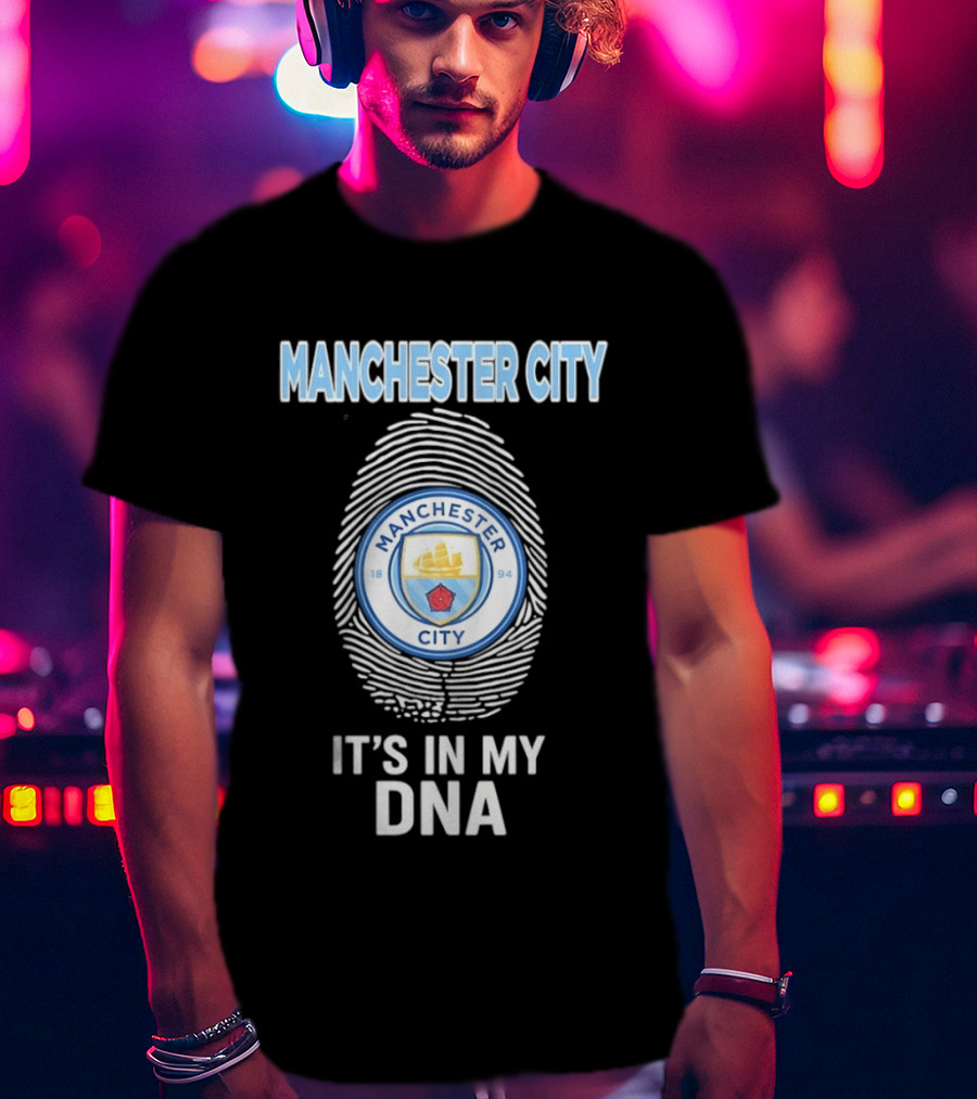 Manchester City Crest Fingerprint It's In My DNA T-Shirt
