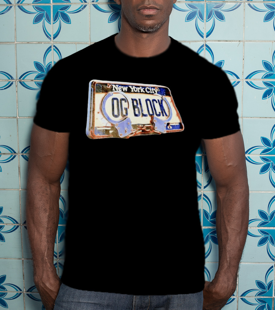 New York City OG Block License Plate Handcuffs T-Shirt