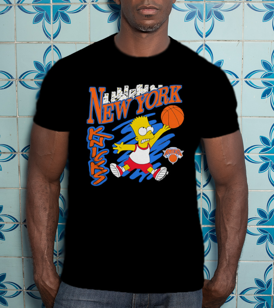 New York Knicks Bart Simpson Basketball Crossover Collaboration T-Shirt