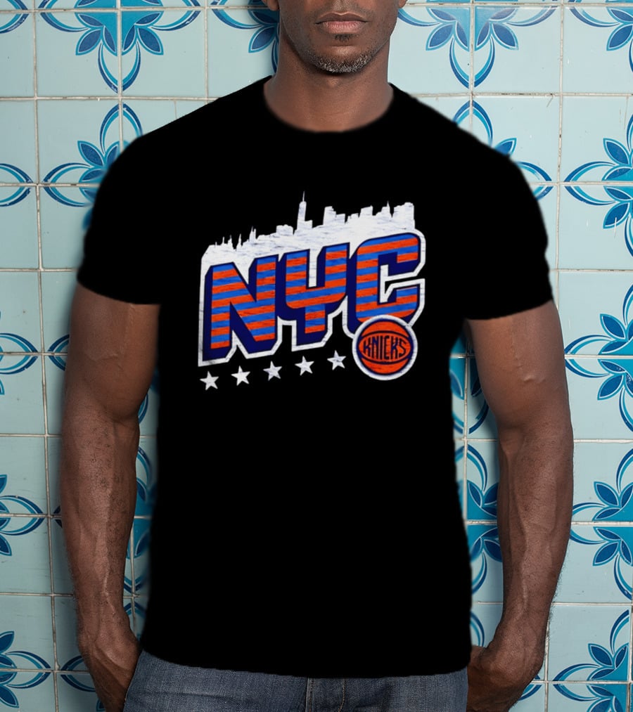 NYC Knicks Skyline Stars Basketball Fan Gear T-Shirt