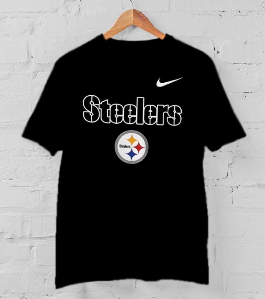 Pittsburgh Steelers Skeleton Blue Collar American Proud Mechanic Two Sided Nike T-Shirt