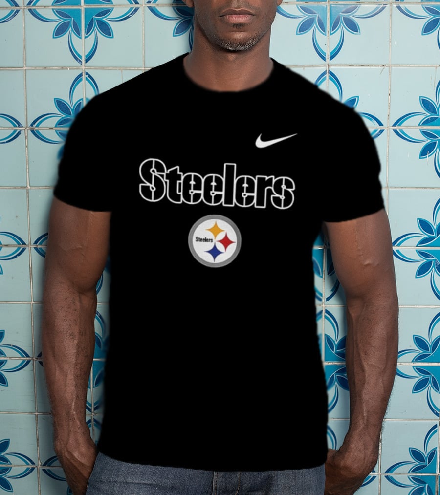 Pittsburgh Steelers Skeleton Blue Collar American Proud Mechanic Two Sided Nike T-Shirt