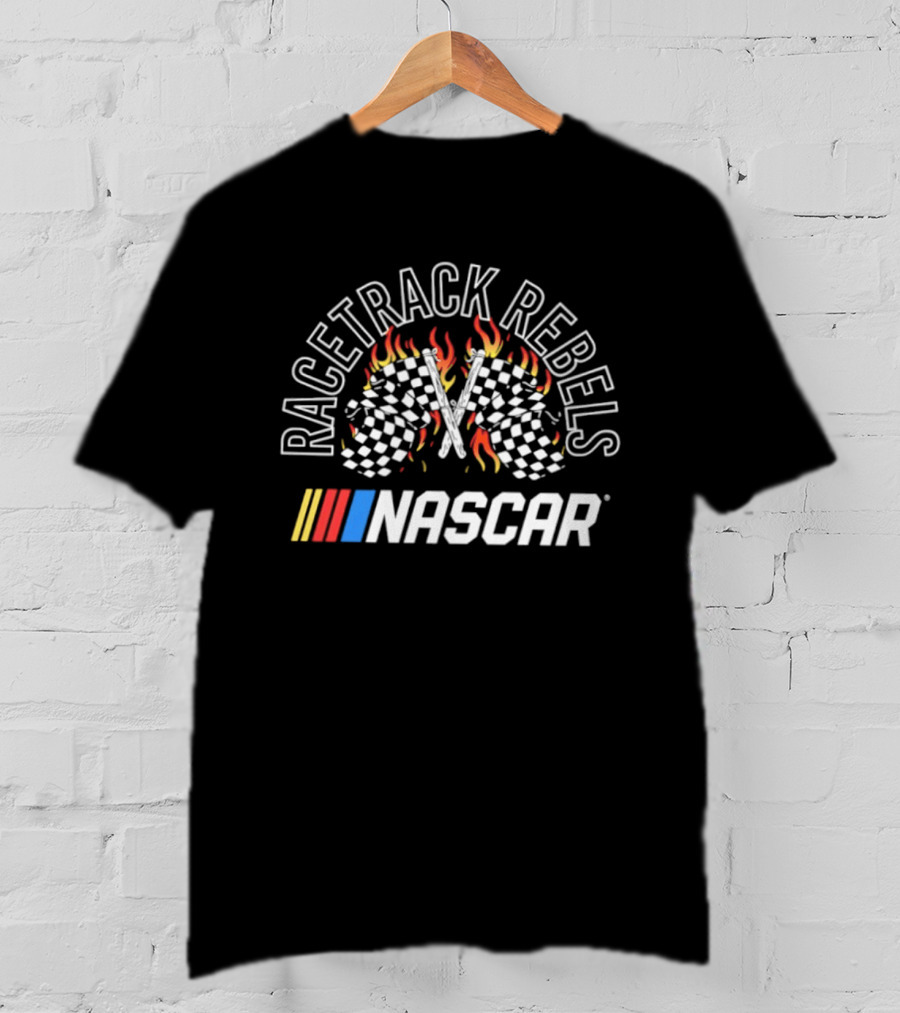 Racetrack Rebels NASCAR Checkered Flags Flames T-Shirt