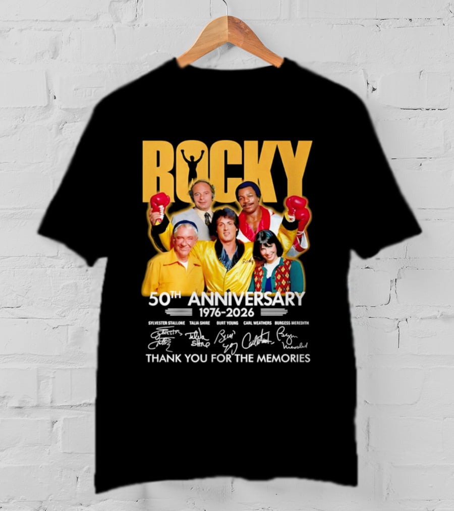 Rocky 50th Anniversary 1976 2026 Thank You For The Memories Celebrating Iconic Movie Legends T-Shirt