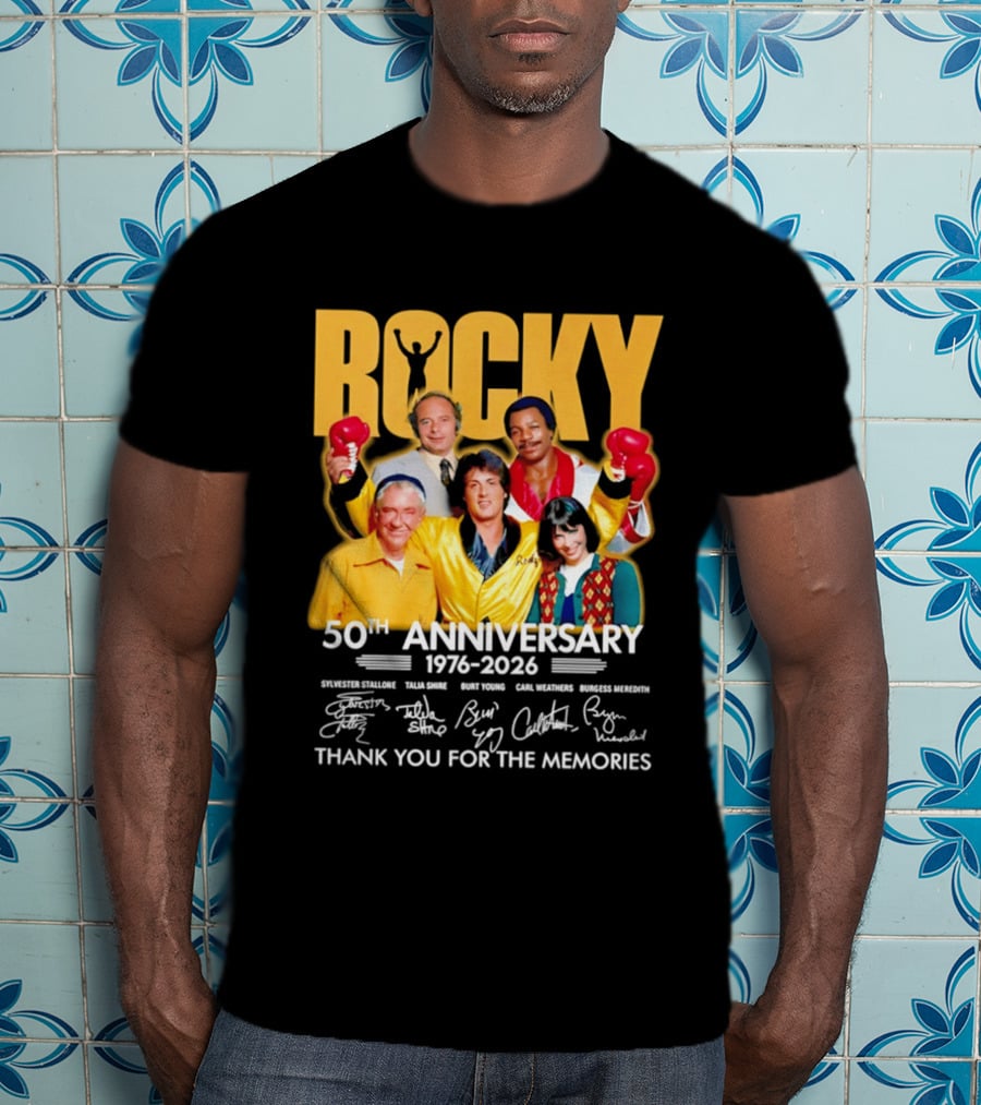 Rocky 50th Anniversary 1976 2026 Thank You For The Memories Celebrating Iconic Movie Legends T-Shirt