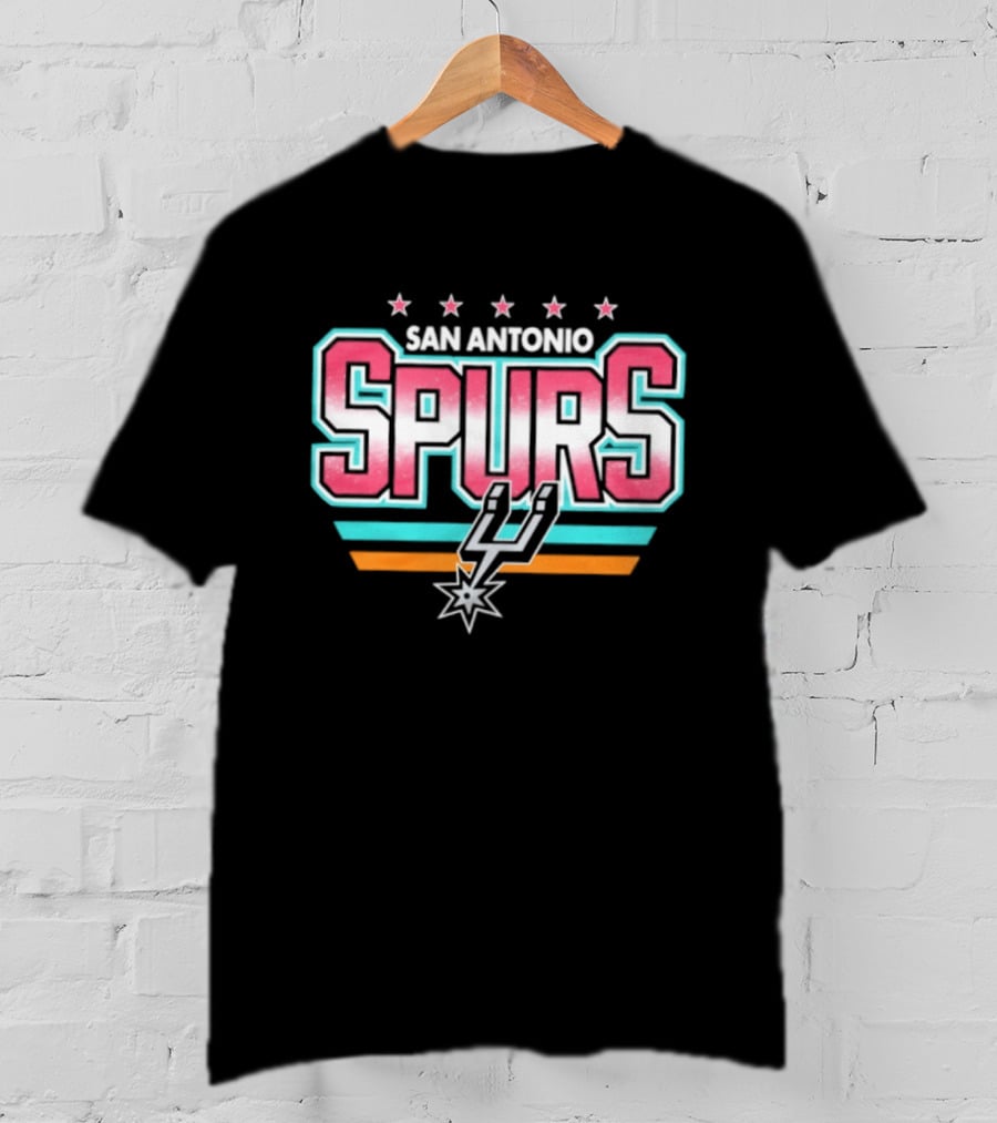 San Antonio Spurs Stars And Stripes Retro Logo With Pastel T-Shirt