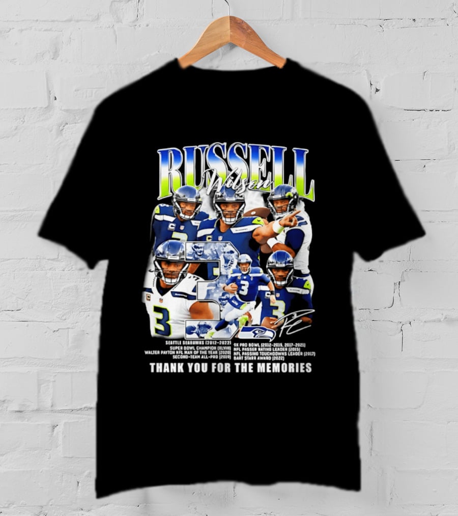 Seattle Seahawks Russell Wilson Number 3 Thank You For The Memories T-Shirt