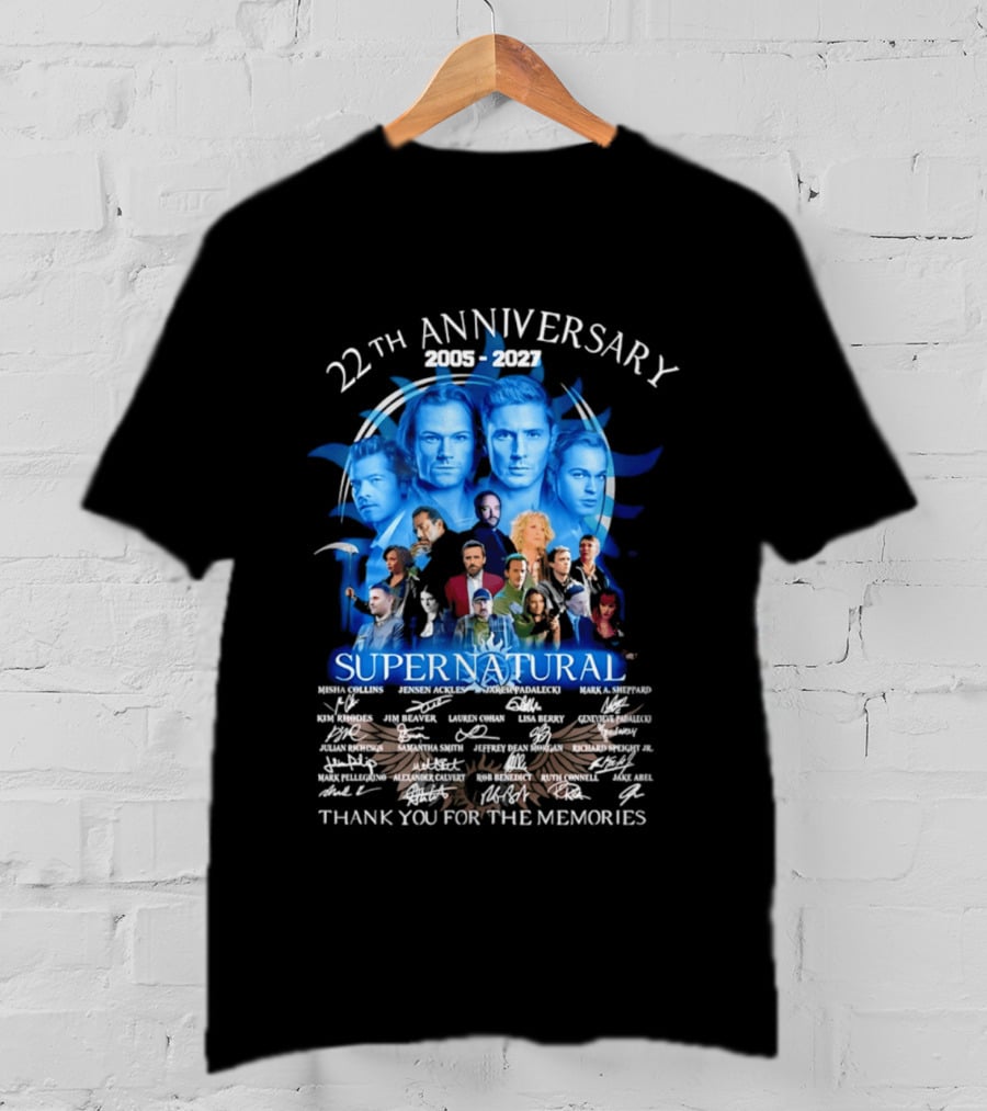 Supernatural 22th Anniversary 2005 2027 Thank You For The Memories Cast Montage Celebration T-Shirt