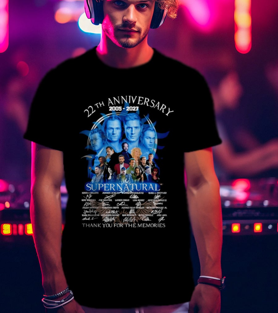 Supernatural 22th Anniversary 2005 2027 Thank You For The Memories Cast Montage Celebration T-Shirt