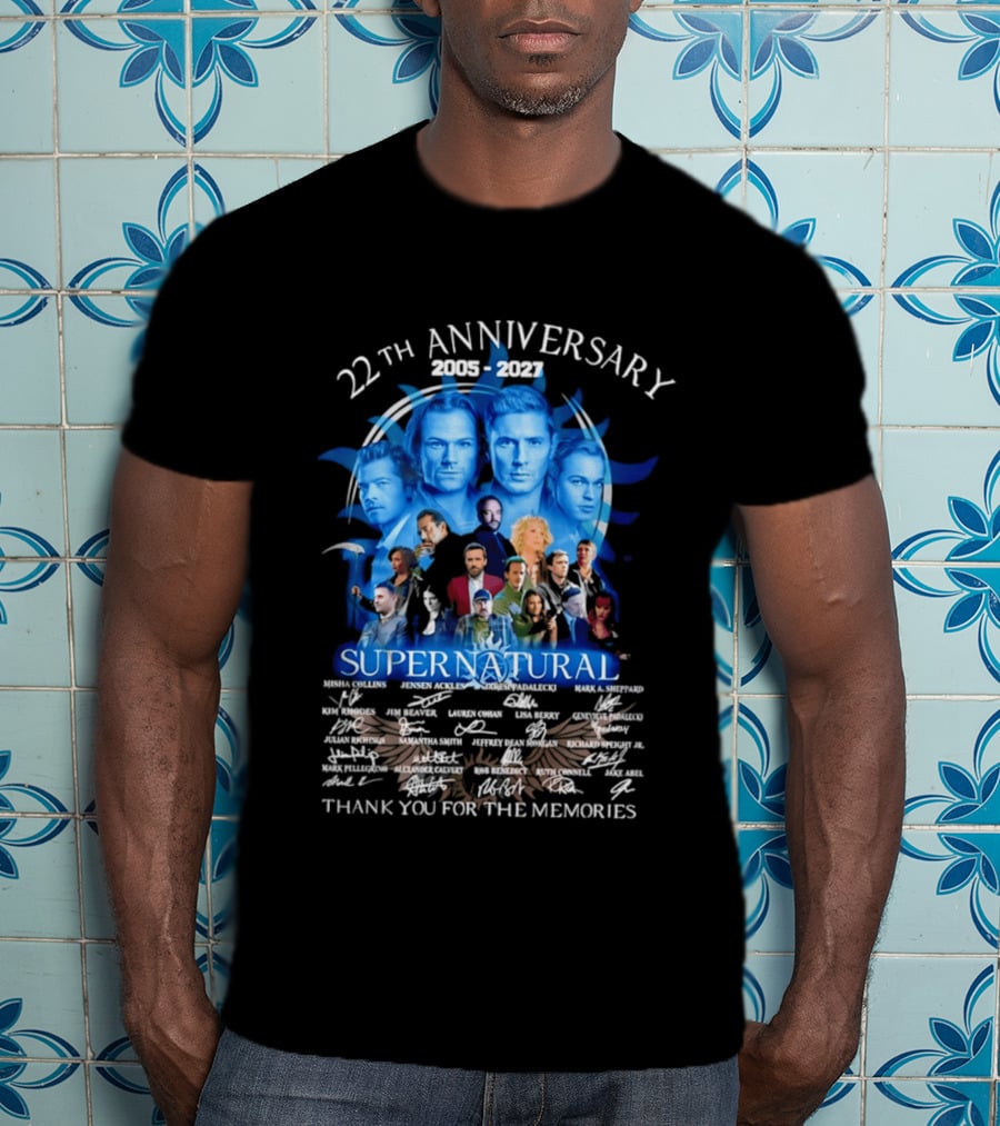 Supernatural 22th Anniversary 2005 2027 Thank You For The Memories Cast Montage Celebration T-Shirt