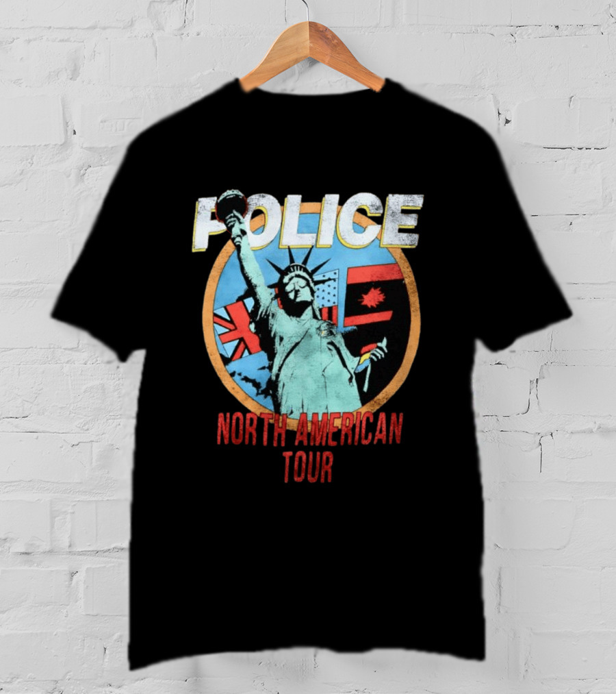 POLICE North American Tour Statue Of Liberty UK US Canada Flags T-Shirt