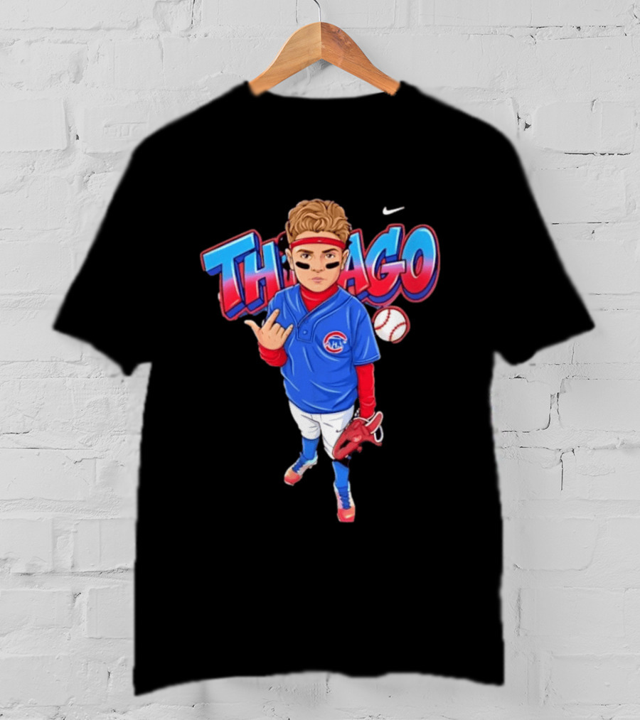 Thiago Chicago Cubs Baseball Cartoon Player Nike T-Shirt