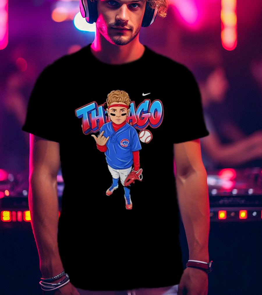 Thiago Chicago Cubs Baseball Cartoon Player Nike T-Shirt