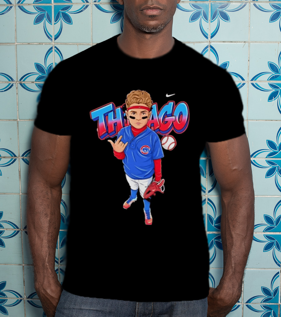 Thiago Chicago Cubs Baseball Cartoon Player Nike T-Shirt