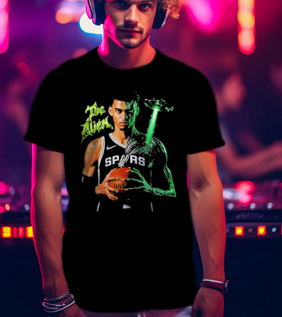 Wembanyama Spurs The Alien UFO NBA Player T-Shirt