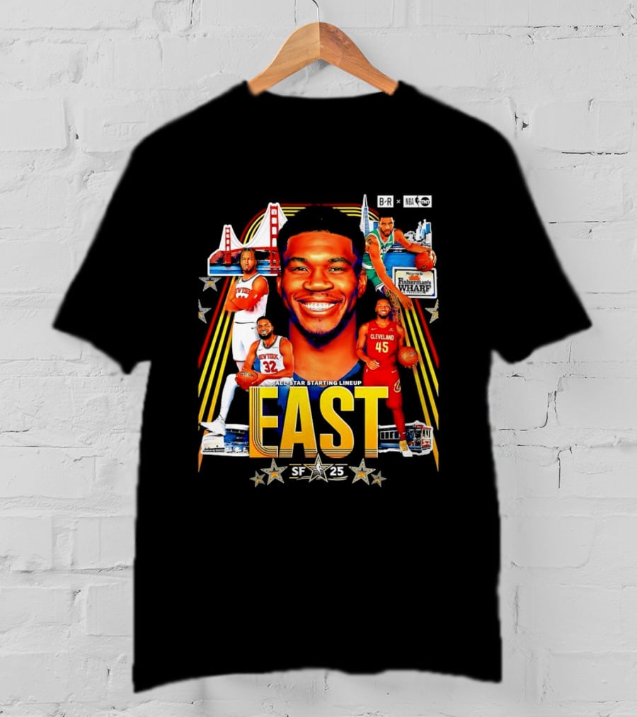 All Star Basketball Starting Lineup East 2026 Golden State Bay Bridge SF 45 Cleveland New York T-Shirt